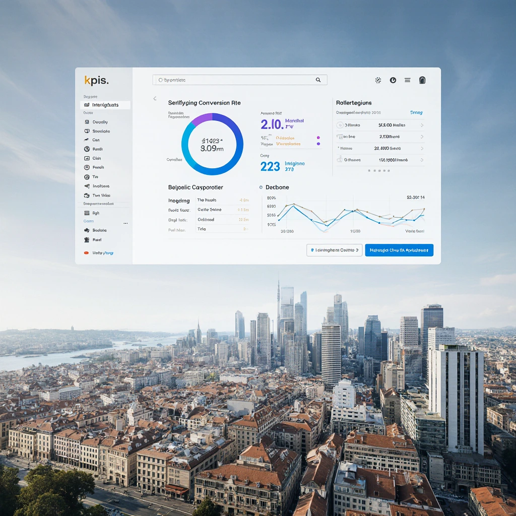 City skyline with data dashboard: where strategy meets scalability.